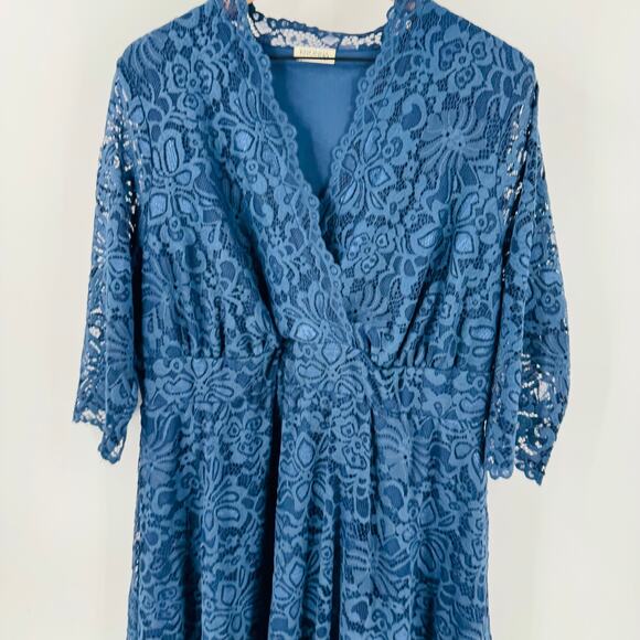 Kiyonna Meadow Dream Maxi Dress Topaz Blue Plus Size 2X Like New - Picture 5 of 11